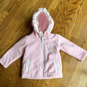 Sugar dumplings pink fleece coat - 18M “C” monogram